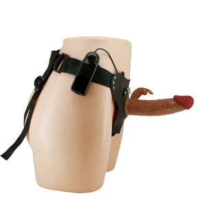 Pretty Love – Marion harnais slip universel avec dildo vibrant 19 cm marron