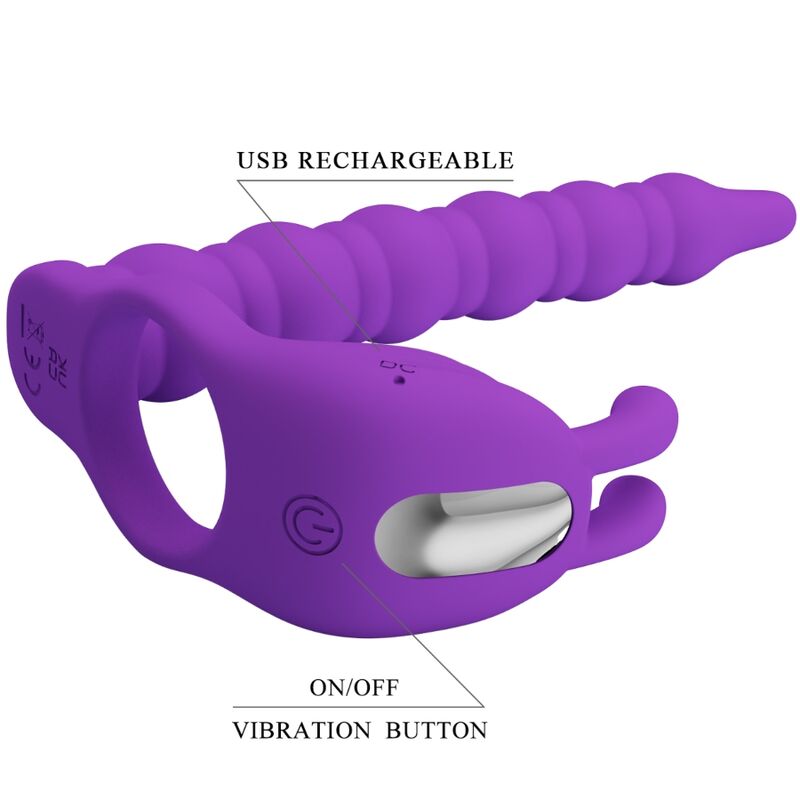PRETTY LOVE - BLACKNEY ANILLO PENE WITH PLUG VIBRADOR LILA