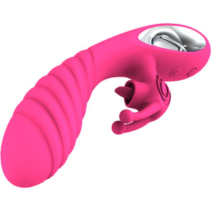 Armony – Vibrateur vicky rabbit avec langue anneau de tirage fuchsia