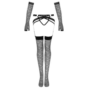 Livco Corsetti Fashion – Ensemble nemalia jarretière + bas + gants noir