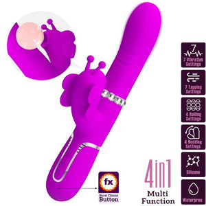 Pretty Love – Vibrateur multifonction lapin 4 en 1 papillon fuchsia