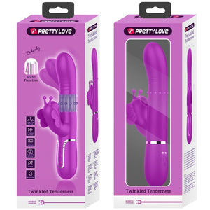 Pretty Love – Vibrateur multifonction lapin 4 en 1 papillon fuchsia