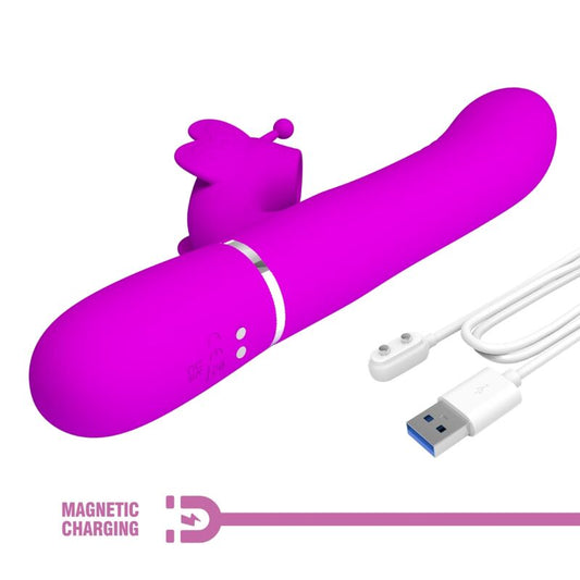 PRETTY LOVE - VIBRADOR RABBIT MULTIFUNCTION 4 IN 1 MARIPOSA FUCSIA