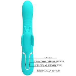 Pretty Love – Vibrateur multifonction lapin 4 en 1 papillon aqua vert