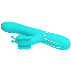 Pretty Love – Vibrateur multifonction lapin 4 en 1 papillon aqua vert