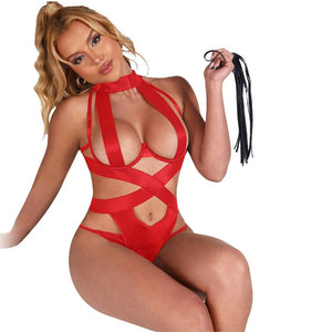 Subblime – Body licol sexy avec harnais rouge