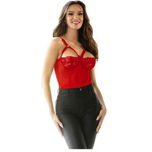 Subblime – Teddy avec jarretière détail poitrine rouge