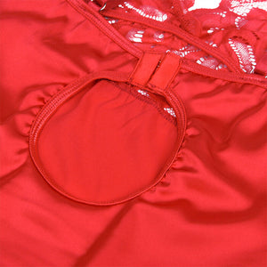 Subblime – Babydoll en satin avec dentelle rouge
