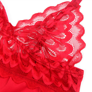 Subblime – Babydoll en satin avec dentelle rouge