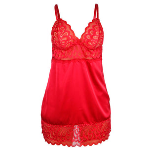 Subblime – Babydoll en satin avec dentelle rouge