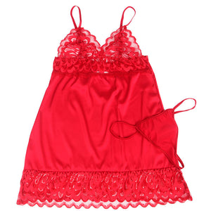Subblime – Babydoll en satin avec dentelle rouge