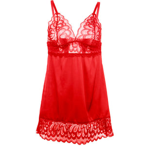 Subblime – Babydoll en satin avec dentelle rouge