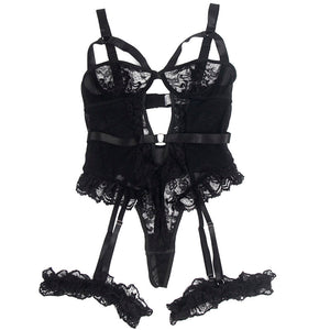 Subblime – Teddy avec jarretière avec détail dentelle et bandes noir