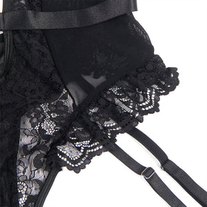 Subblime – Teddy avec jarretière avec détail dentelle et bandes noir