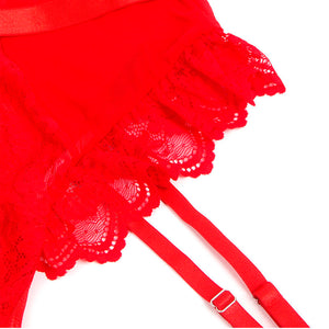 Subblime – Teddy avec jarretière avec détail dentelle et bandes rouge