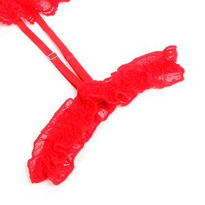 Subblime – Teddy avec jarretière avec détail dentelle et bandes rouge