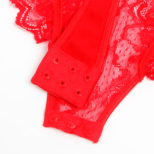 Subblime – Teddy avec jarretière avec détail dentelle et bandes rouge