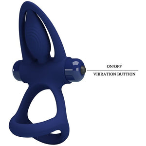 Pretty Love – Mat double anneau avec vibration & stimulateur bleu