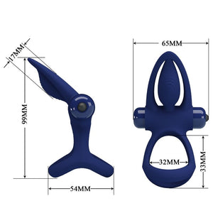 Pretty Love – Mat double anneau avec vibration & stimulateur bleu