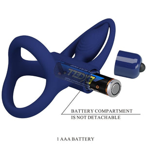 Pretty Love – Mat double anneau avec vibration & stimulateur bleu