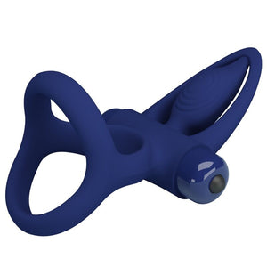 Pretty Love – Mat double anneau avec vibration & stimulateur bleu