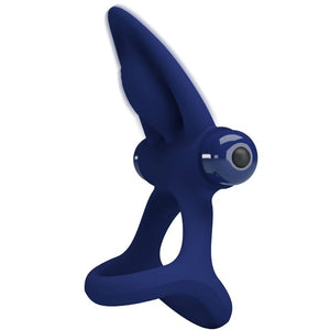 Pretty Love – Mat double anneau avec vibration & stimulateur bleu
