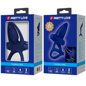 Pretty Love – Mat double anneau avec vibration & stimulateur bleu