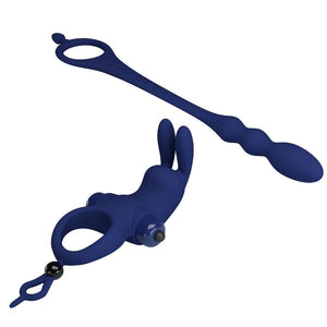 Pretty Love – Ayad anneau vibrateur lapin avec plug bleu