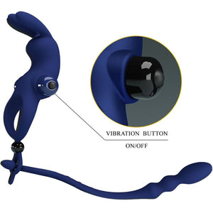 Pretty Love – Ayad anneau vibrateur lapin avec plug bleu