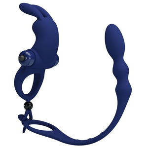 Pretty Love – Ayad anneau vibrateur lapin avec plug bleu