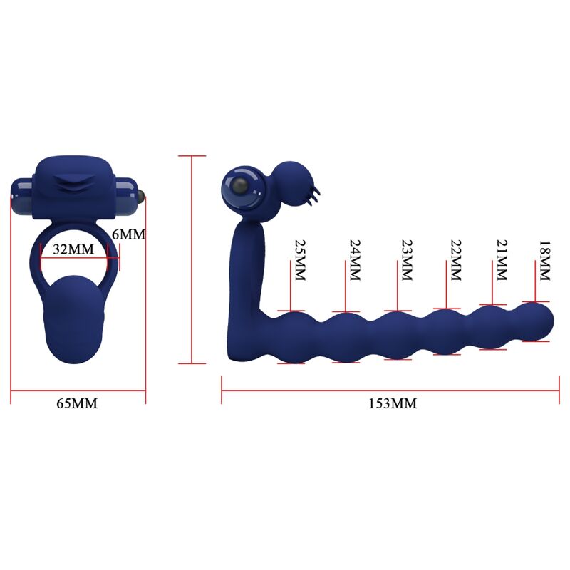 PRETTY LOVE - AJMAL ANILLO VIBRADOR MET PLUG AZUL