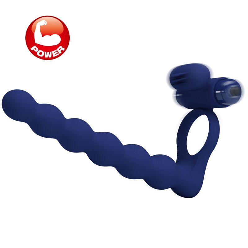 PRETTY LOVE - AJMAL ANILLO VIBRADOR MET PLUG AZUL