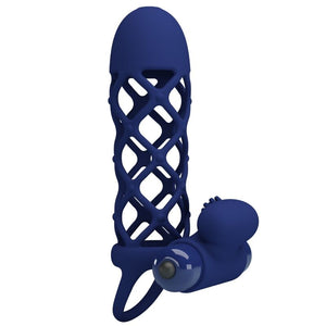 Pretty Love – Giann anneau vibrateur avec gaine en silicone bleu