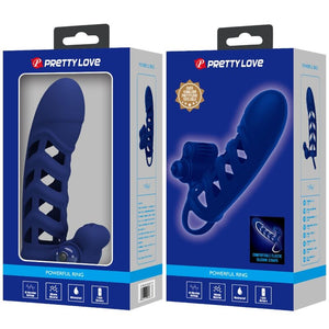 Pretty Love – Altaf anneau vibrateur avec gaine en silicone bleu