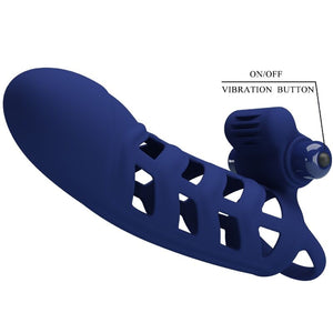 Pretty Love – Altaf anneau vibrateur avec gaine en silicone bleu