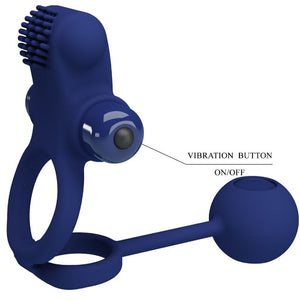 Pretty Love – Remington double anneau vibrant avec plug bleu