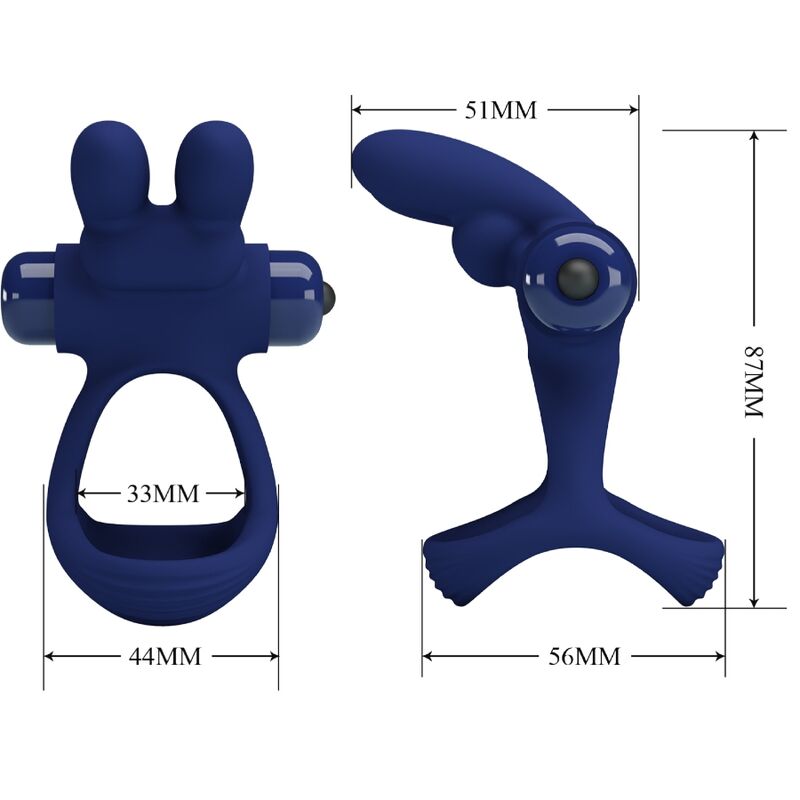 MOOIE LIEFDE - FRANCISCO DOBLE ANILLO VIBRADOR KONIJN AZUL