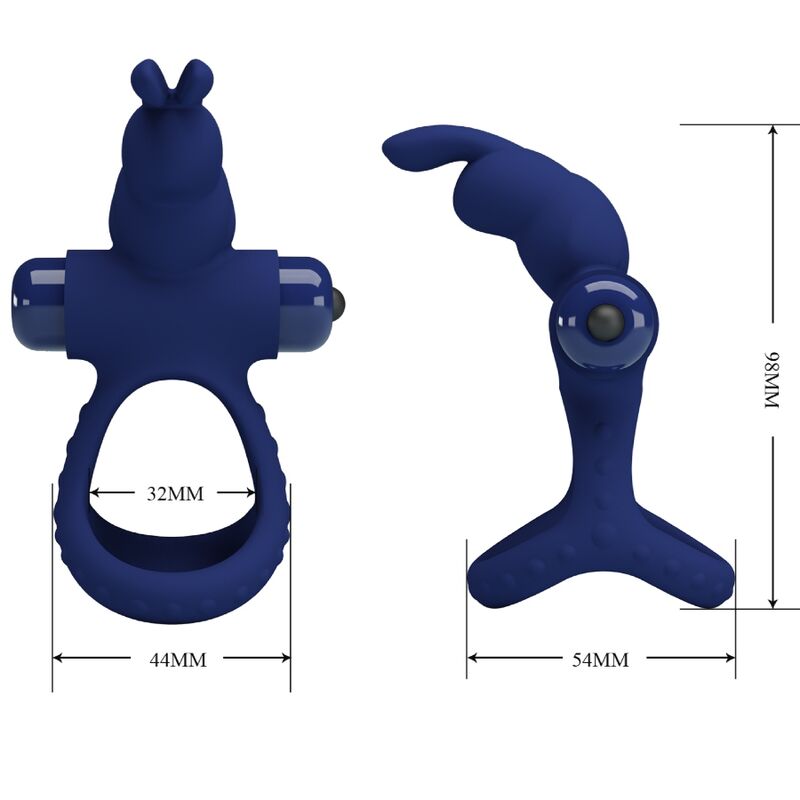 MOOIE LIEFDE - LUCHITO DOBLE ANILLO VIBRADOR KONIJN AZUL