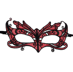 Queen Lingerie – Masque en dentelle détails rouges