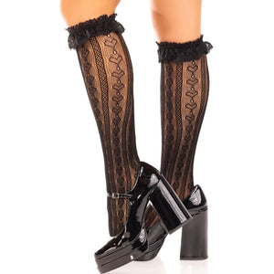 Leg Avenue – Chaussettes hautes à volants blancs
