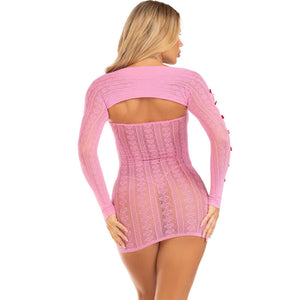 Leg Avenue – Robe coeur & noeuds rose taille unique