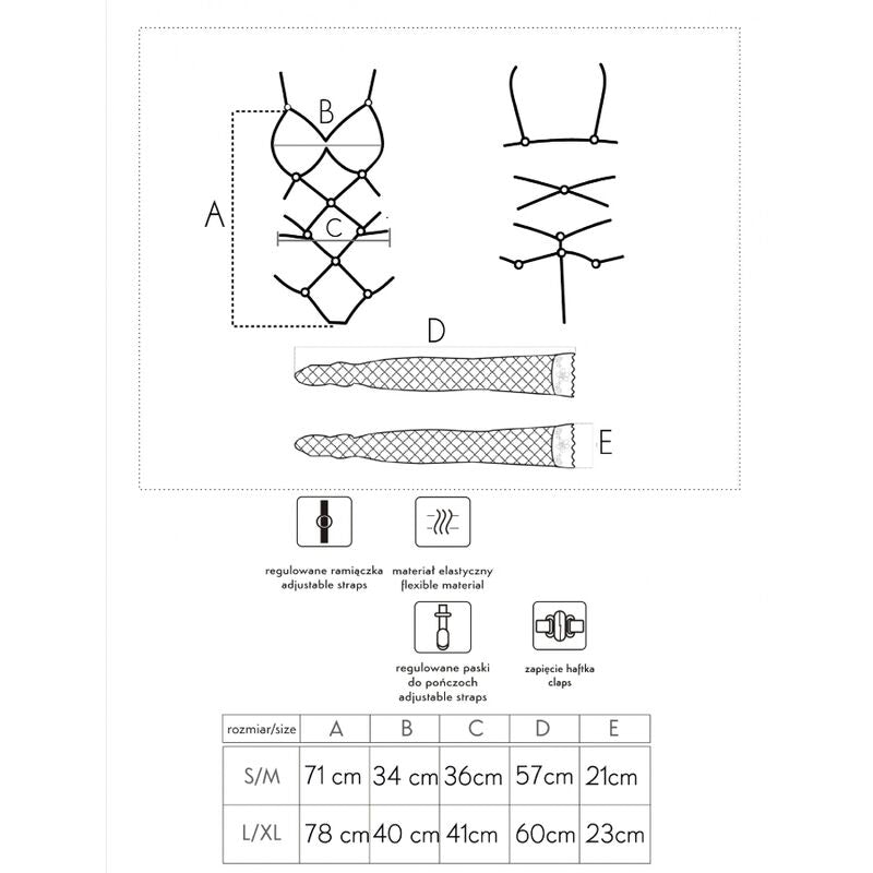 LIVCO CORSETTI FASHION - THIARA LC 20213 SET BODY + MEDIA NEGRO S/M