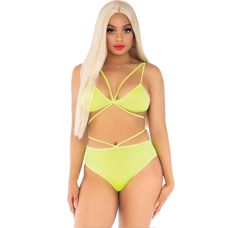 Leg Avenue – Haut & culotte corail à bretelles