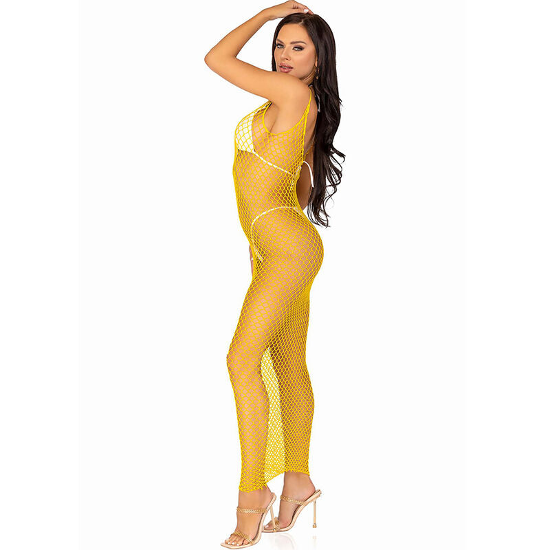 BEEN AVENUE - VESTIDO DE REJILLA LARGO AMARILLO TALLA ÚNICA