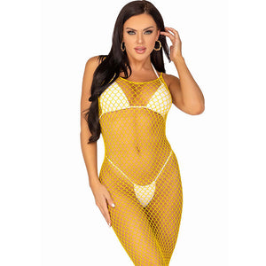 Leg Avenue – Robe longue filet jaune taille unique