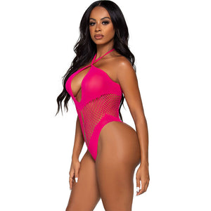 Leg Avenue – Body décolleté ouvert et croisé fuchsia
