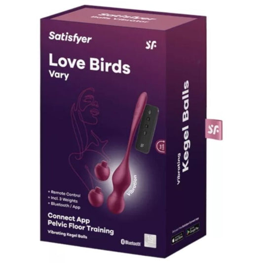 SATISFYER - LOVE BIRDS VARY BOLAS VIBRADORES APP FREE ROJO VINO