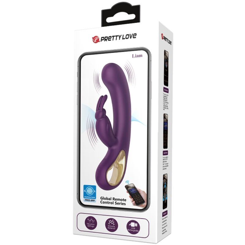 PRETTY LOVE - LIAM VIBRADOR RABBIT &amp; ESTIMULADOR PUNTO G MORADO
