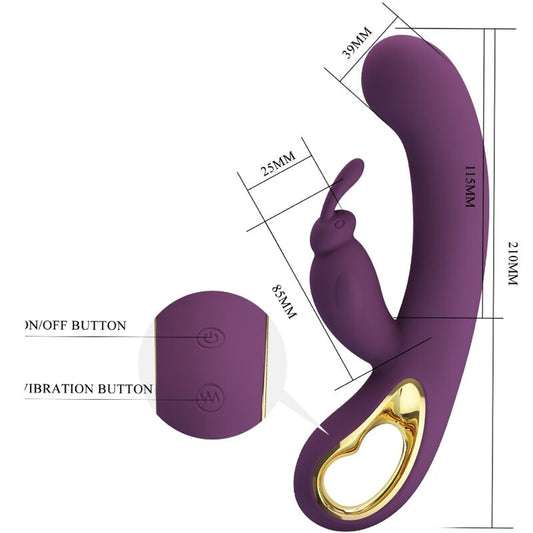 PRETTY LOVE - LIAM VIBRADOR RABBIT &amp; ESTIMULADOR PUNTO G MORADO