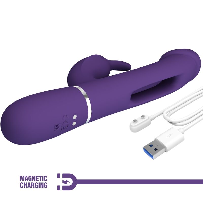 PRETTY LOVE - KAMPAS VIBRADOR KONIJN 3 IN 1 MULTIFUNCTIONEEL MET VIOLETTE LENGTE